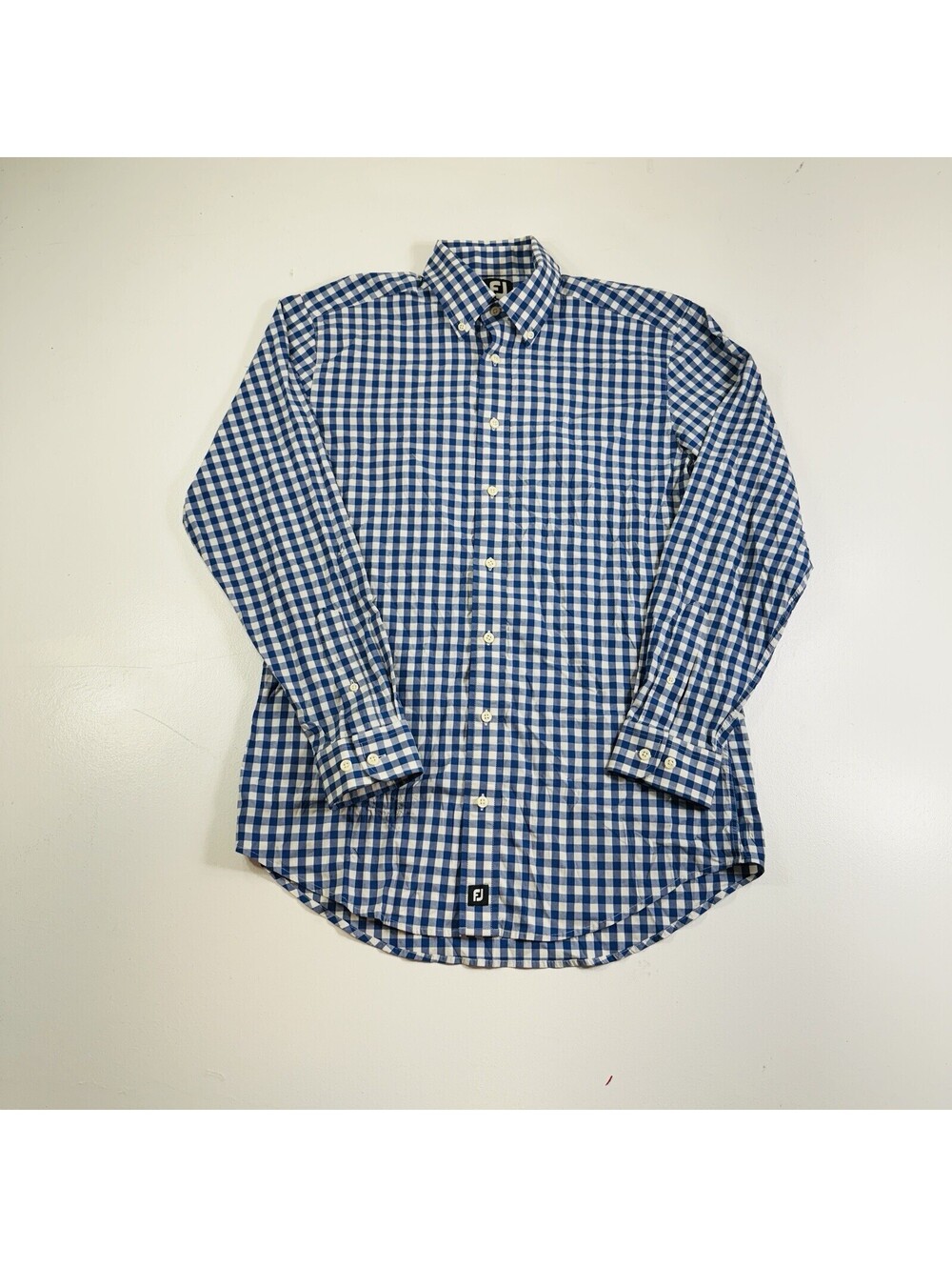 Footjoy Button Down Shirt Long Sleeve Blue Plaid Men’s Size Medium